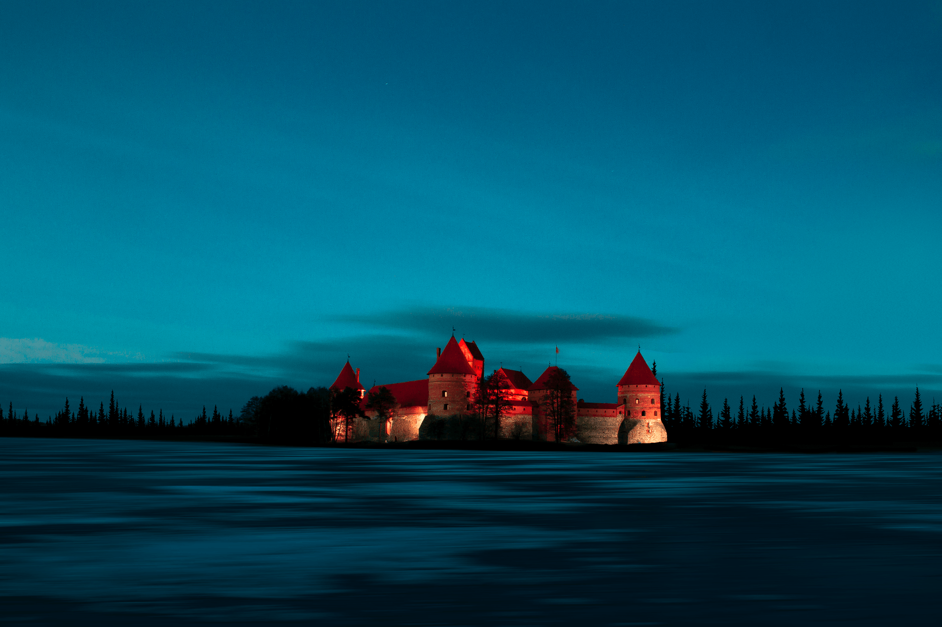structural photography of castle during nighttime